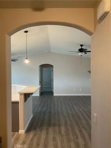 a view of an empty walk in closet