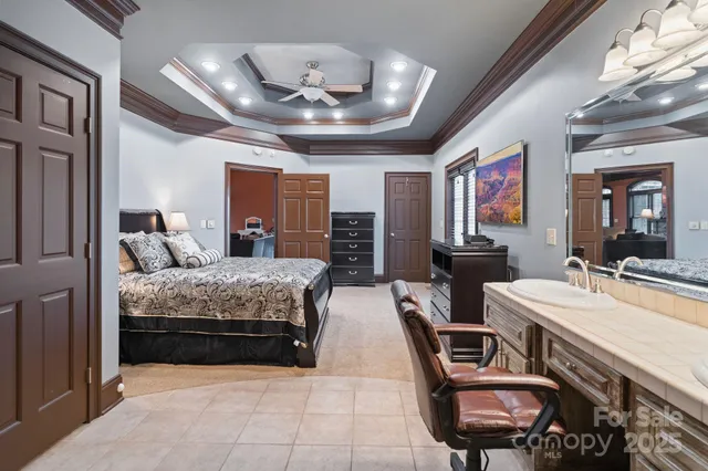 a view of a deck with sunset view