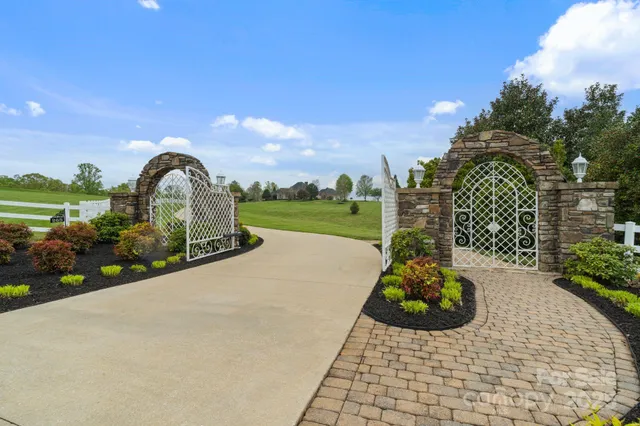 a view of a garden with a pathway