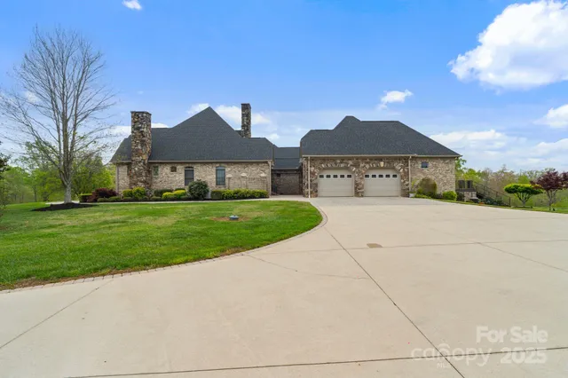 an aerial view of a pool