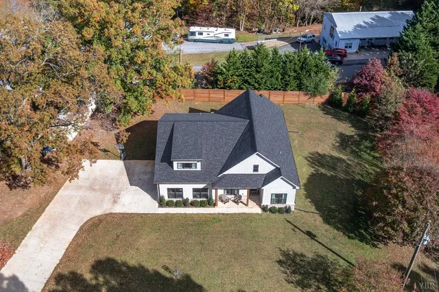 an aerial view of a house