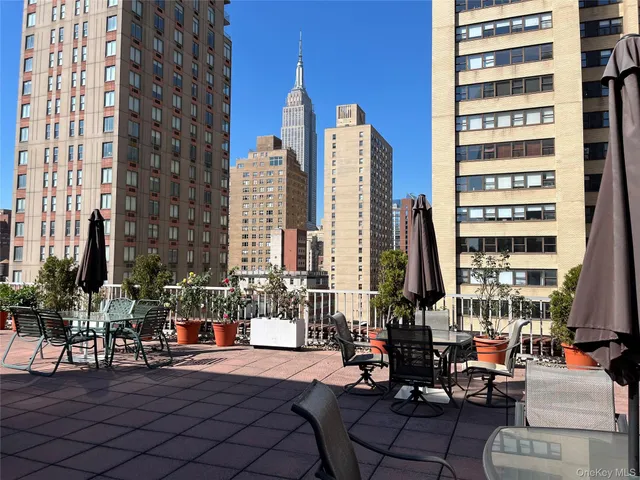 a view of a city with tall buildings