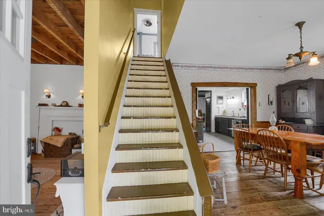 a view of porch with a bench