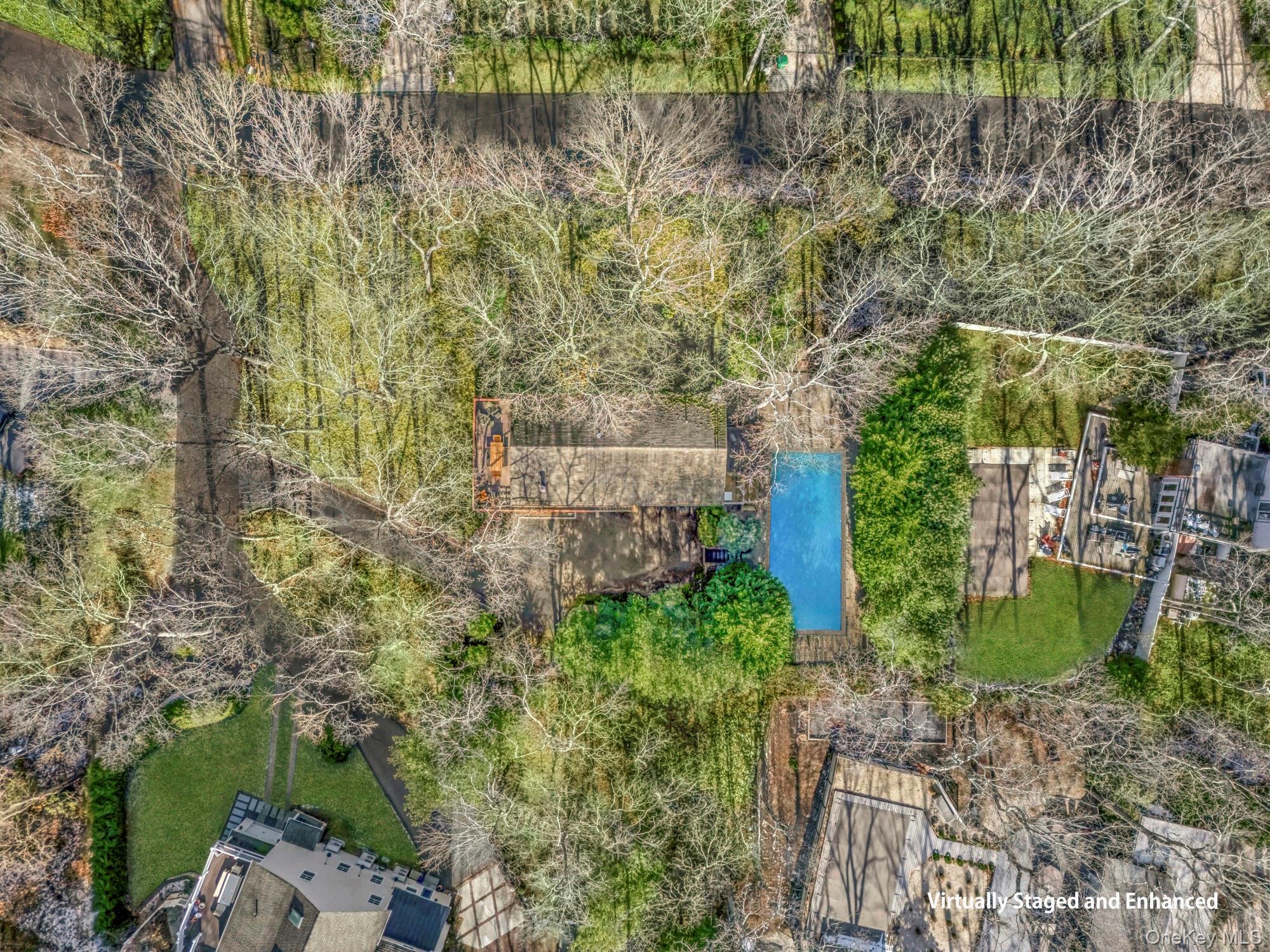 292 Little Fresh Pond Road Southampton, NY 11968 - Photo 2 of 46 Virtually Staged & Enhanced. Birds eye view of property