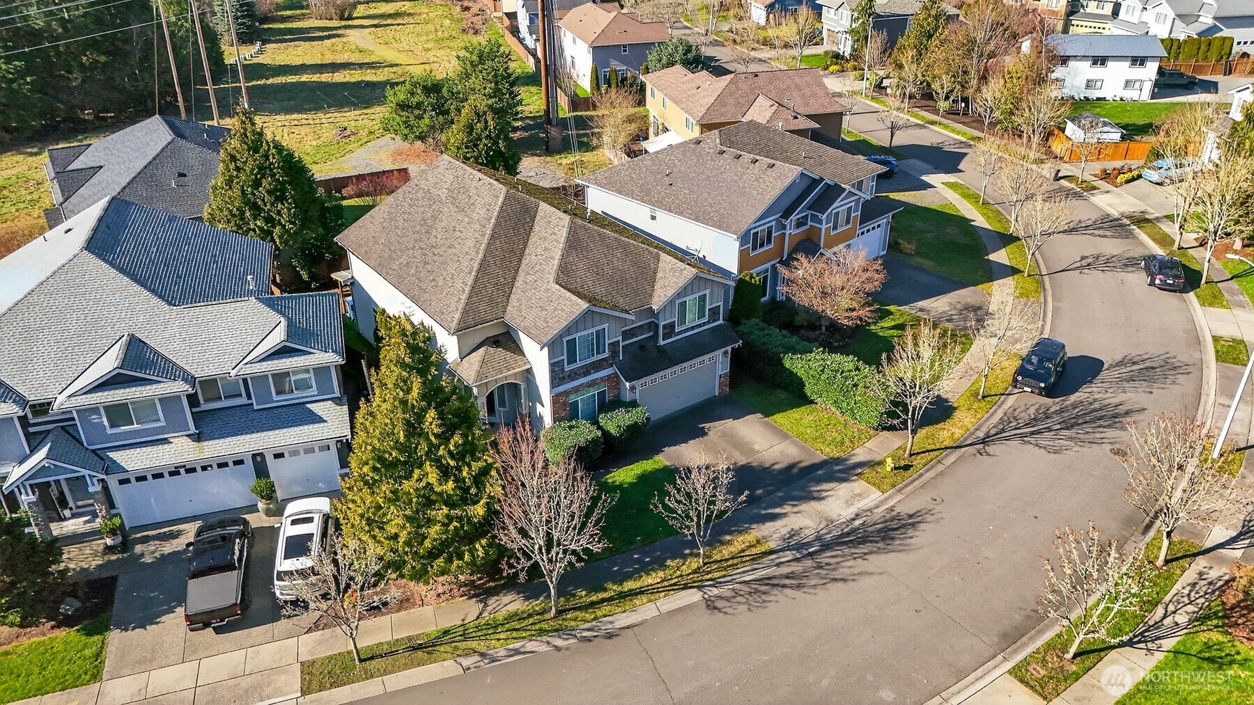 122 185th Place Southwest Bothell, WA 98012 - Photo 38 of 39 an aerial view of a house with a yard and garden