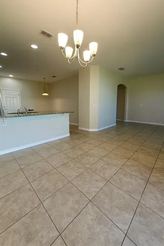 a view of a livingroom with a chandelier