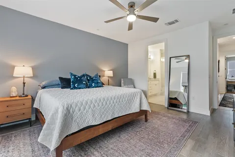 a hallway with cabinets