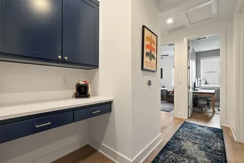 a view of a garden with a bench