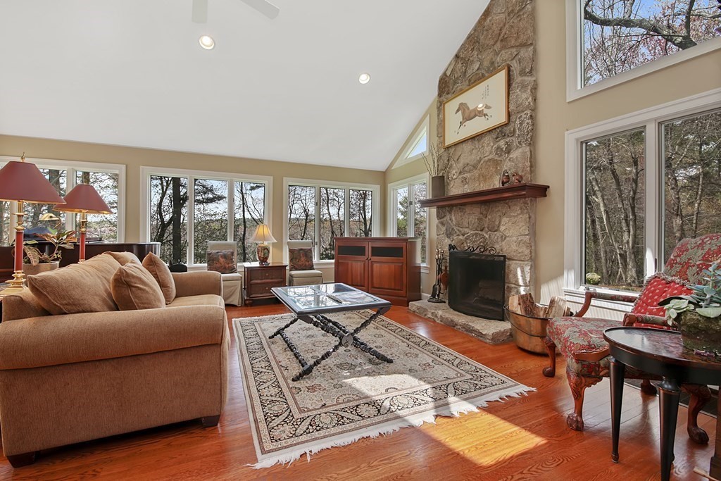 31 Draper Road Dover, MA 02030 - Photo 14 of 41 a living room with furniture fireplace and a large window