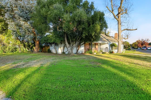 a backyard of a house with lots of green space