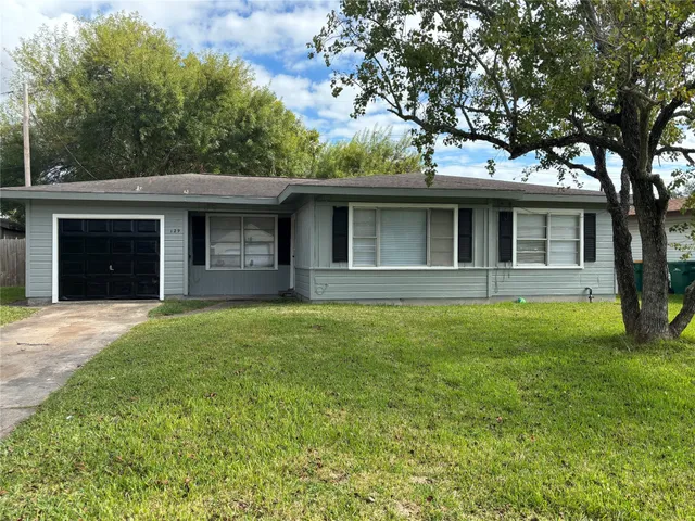 a front view of a house with yard yard and tree