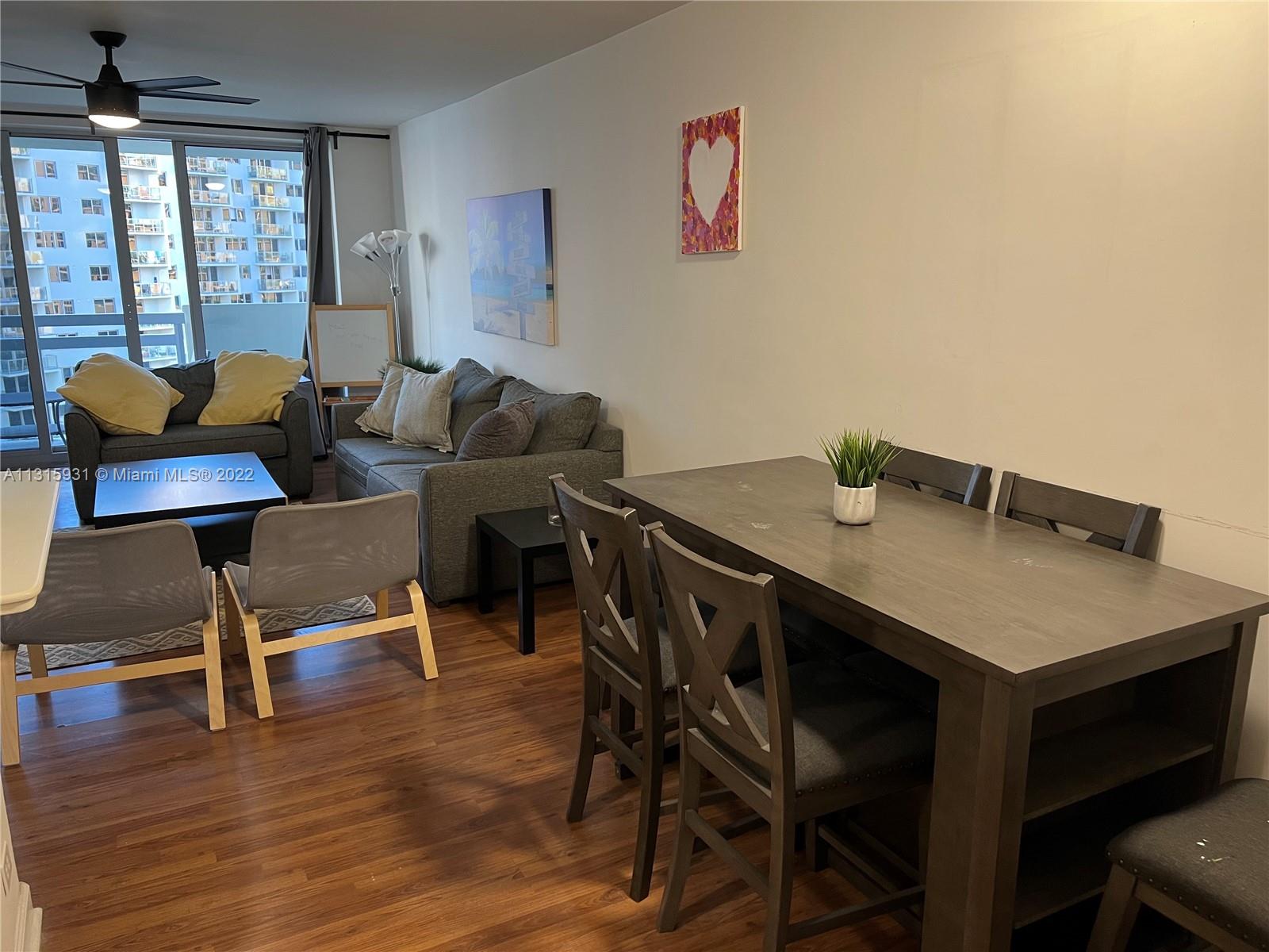 1500 Bay Road, Unit 944S Miami Beach, FL 33139 - Photo 15 of 82 a view of a dining room with furniture and wooden floor