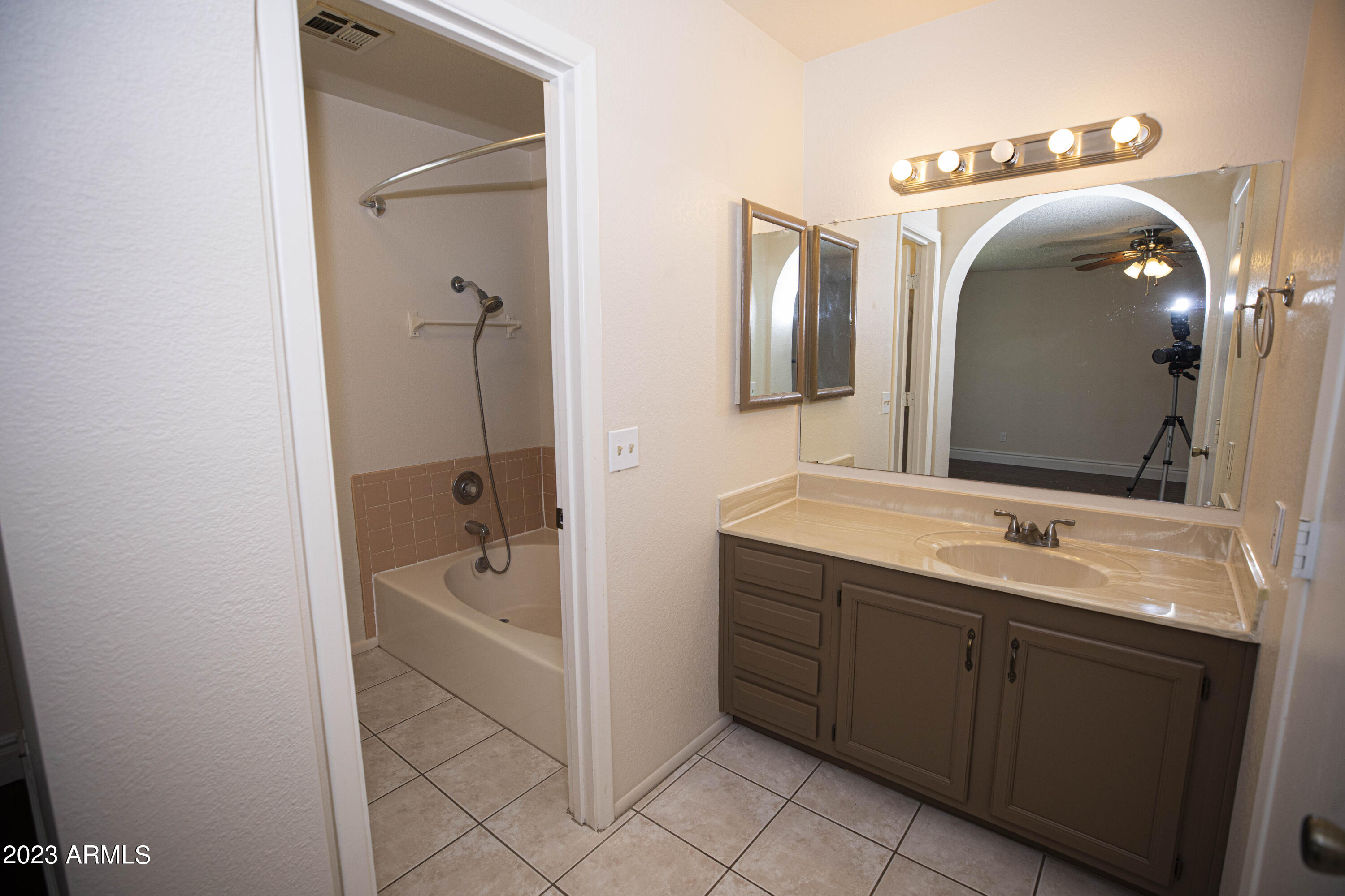 608 East Appaloosa Road Gilbert, AZ 85296 - Photo 14 of 38 a bathroom with a tub sink and mirror