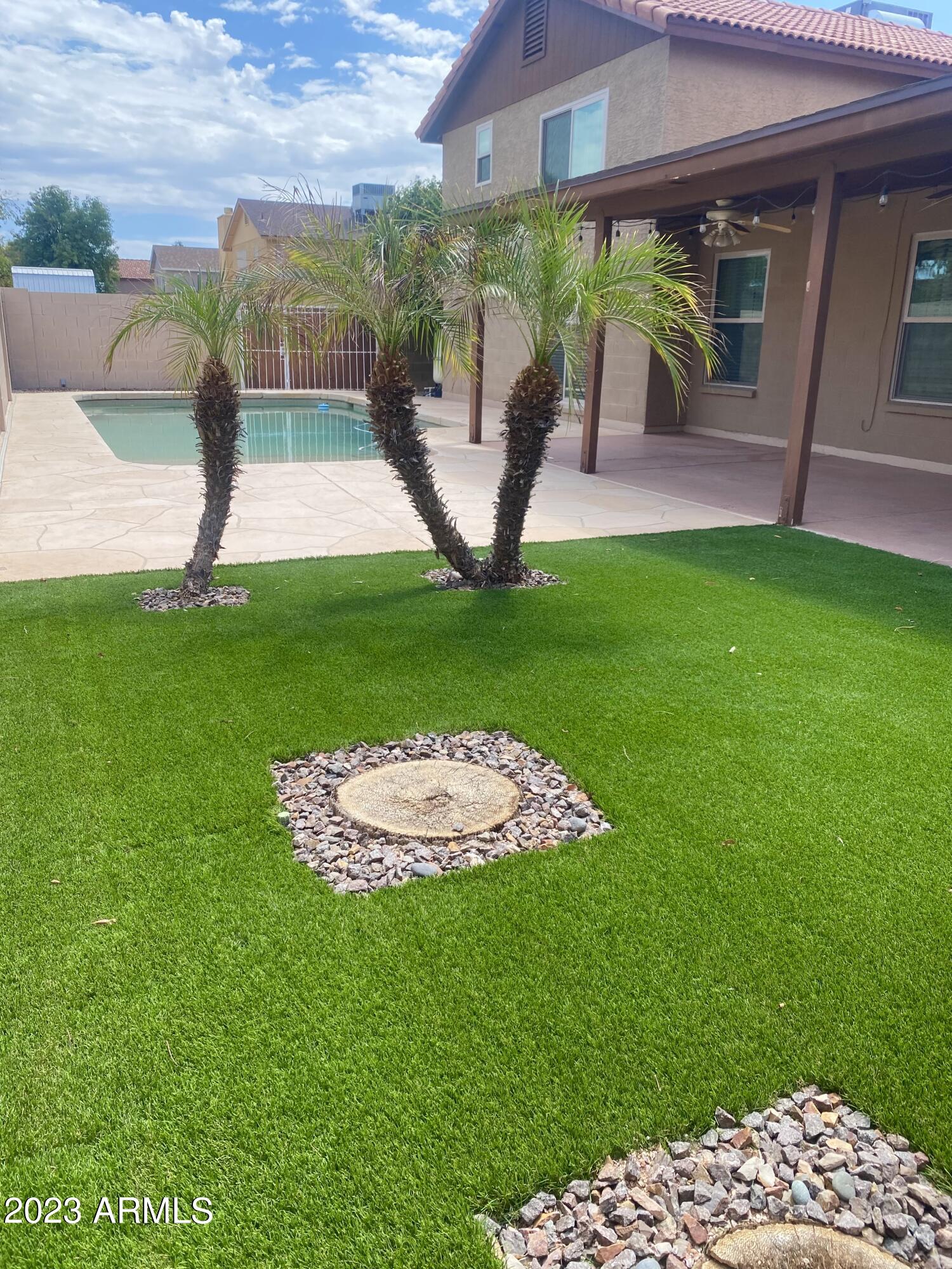608 East Appaloosa Road Gilbert, AZ 85296 - Photo 34 of 38 a view of a backyard with a garden and plants