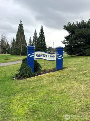 a view of a park with swings