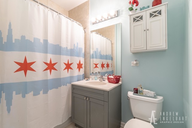 757 West 14th Street, Unit 1B Chicago, IL 60607 - Photo 11 of 13 a bathroom with a sink mirror and toilet