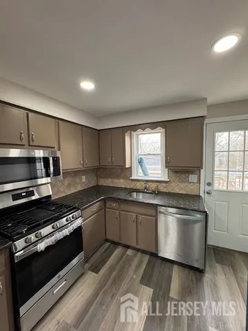 a bathroom with a shower and a sink