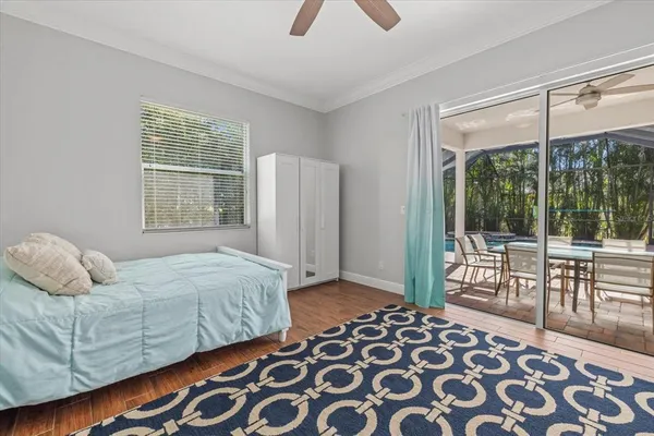 a living room with furniture and a yard