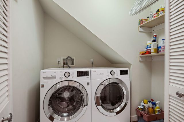 an outdoor space with furniture