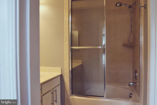 a bathroom with a bathtub