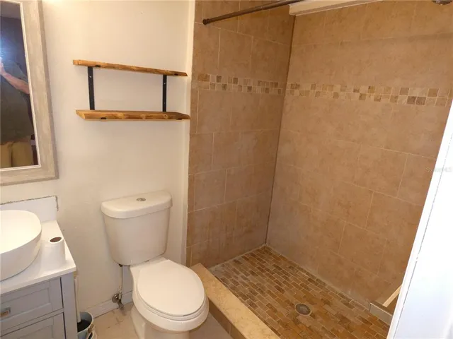 a white toilet sitting next to a shower curtain