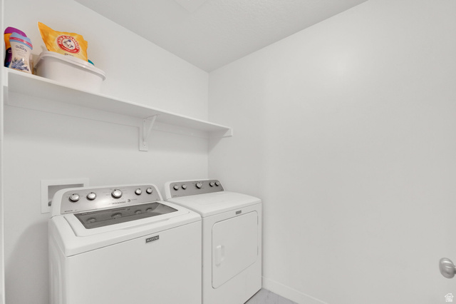 6120 North Sheps Ridge Road Eagle Mountain, UT 84005 - Photo 13 of 43 Dedicated laundry area featuring white walls and a white built-in shelf