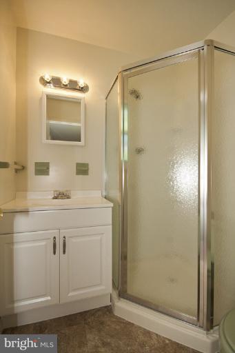 3912 Sybil Road Randallstown, MD 21133 - Photo 2 of 18 a bathroom with a shower sink and mirror