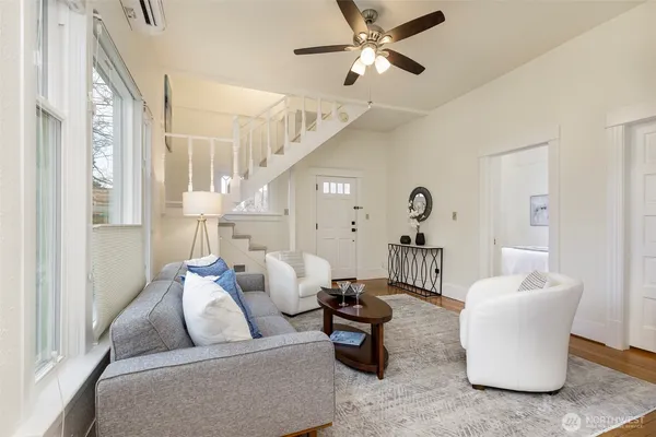 a living room with furniture