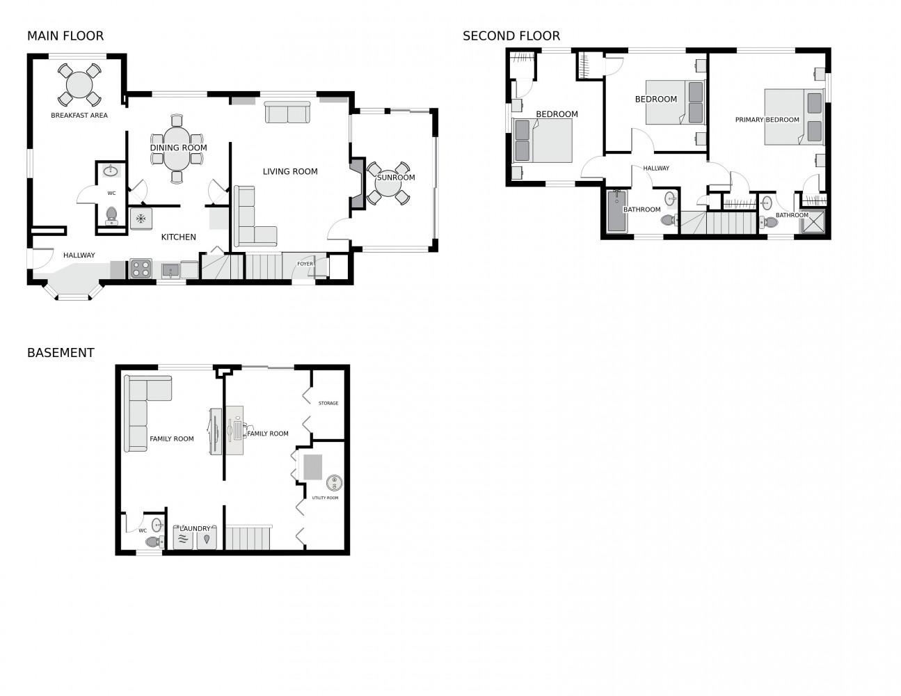 5707 Harwick Road Bethesda, MD 20816 - Photo 32 of 32 Floor Plans for 3-levels at 5707 Harwick Rd
