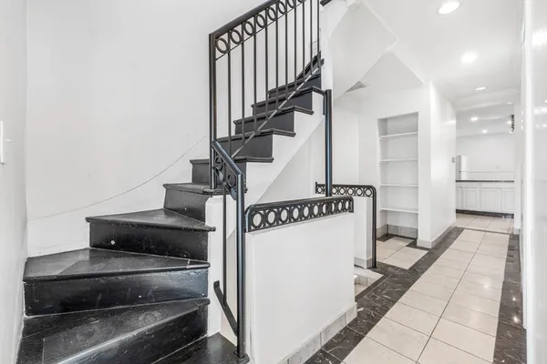 a black and white checkered floor