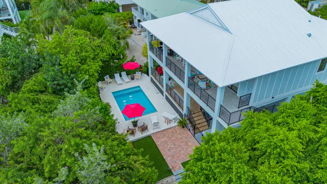 a view of a balcony with furniture