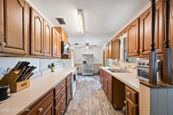a view of a swimming pool and mountain view