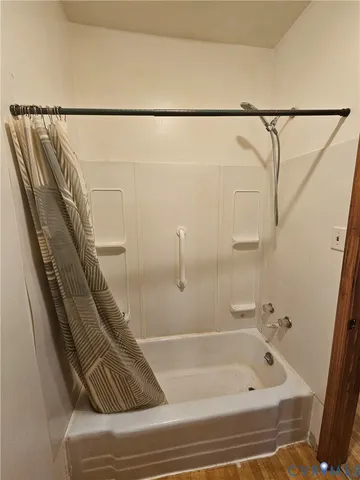 a bathroom with a bathtub