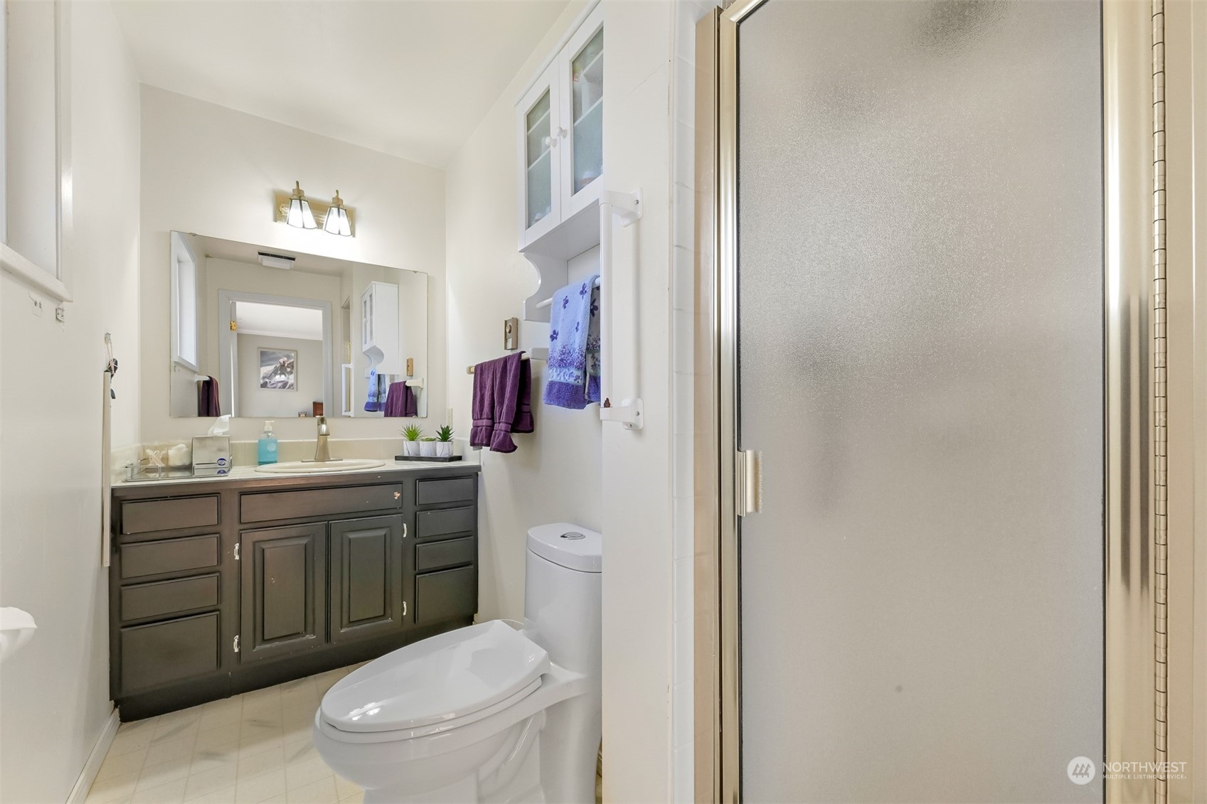 414 Fieldston Road Bellingham, WA 98225 - Photo 15 of 27 a bathroom with a toilet a sink and mirror