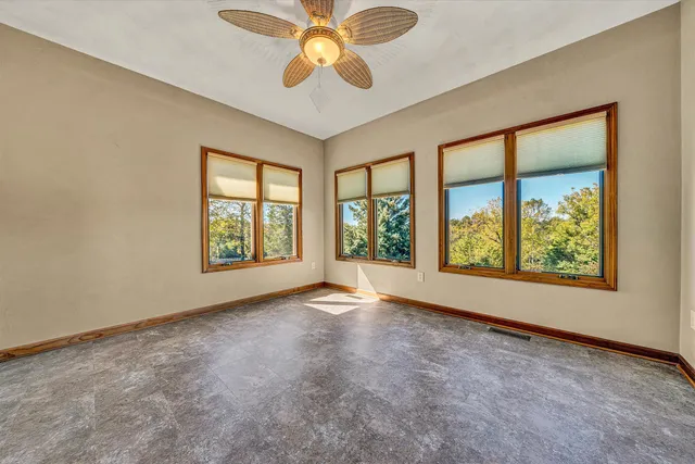 a view of a balcony with an outdoor space