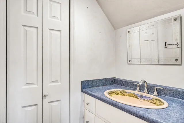 a view of a garden with an outdoor space