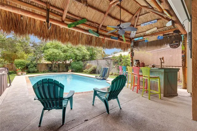 a view of a chairs in patio