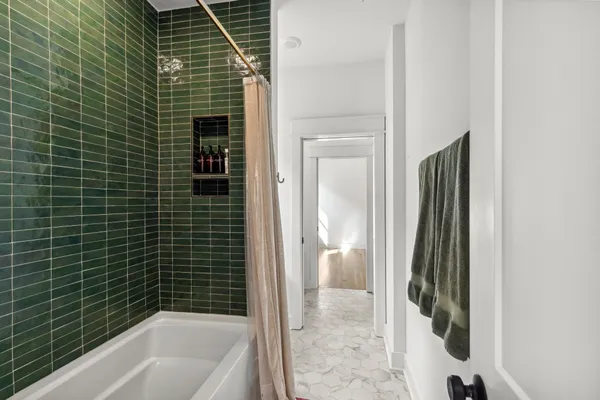 a bathroom with a shower