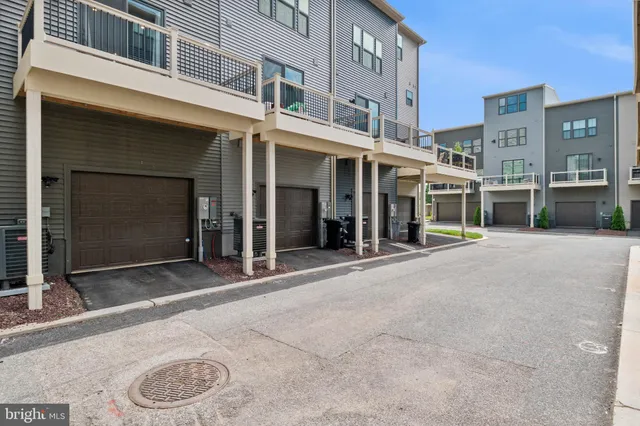 a view of a building with a door