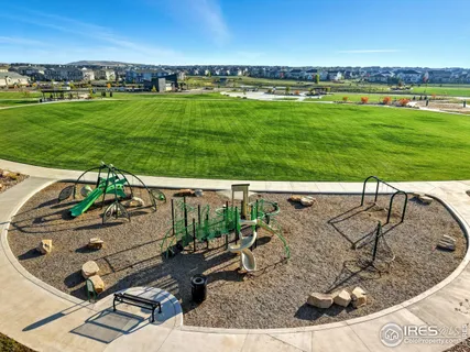 an aerial view of a house with swimming pool
