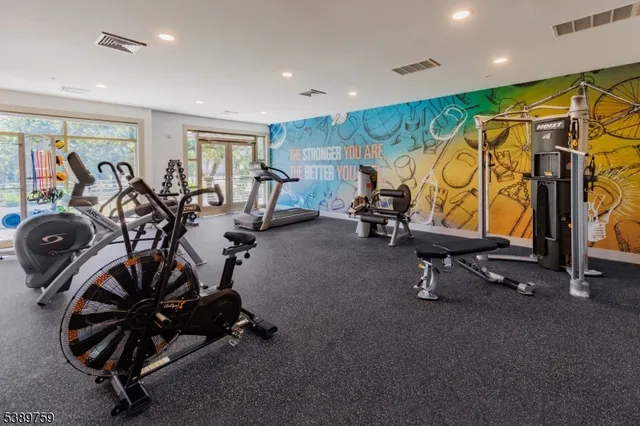 a view of a room with gym equipment