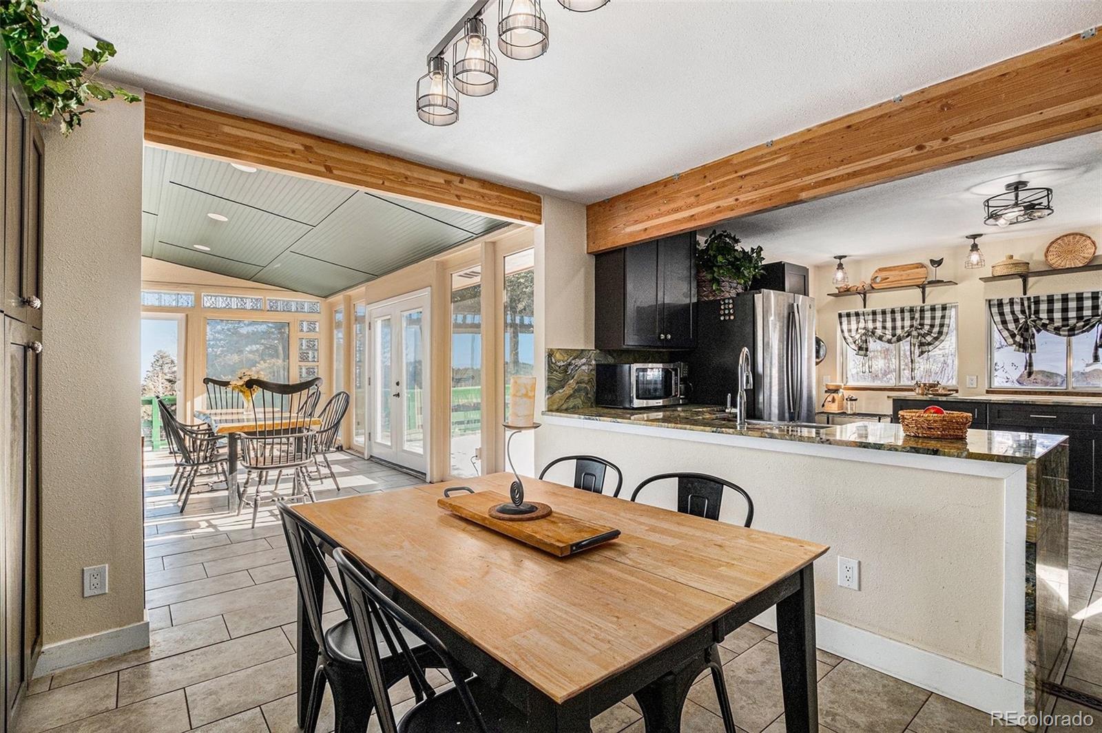 10148 South Turkey Creek Road Morrison, CO 80465 - Photo 5 of 50 a view of a dining room with furniture and a large window