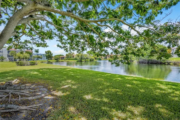 a view of a lake with houses