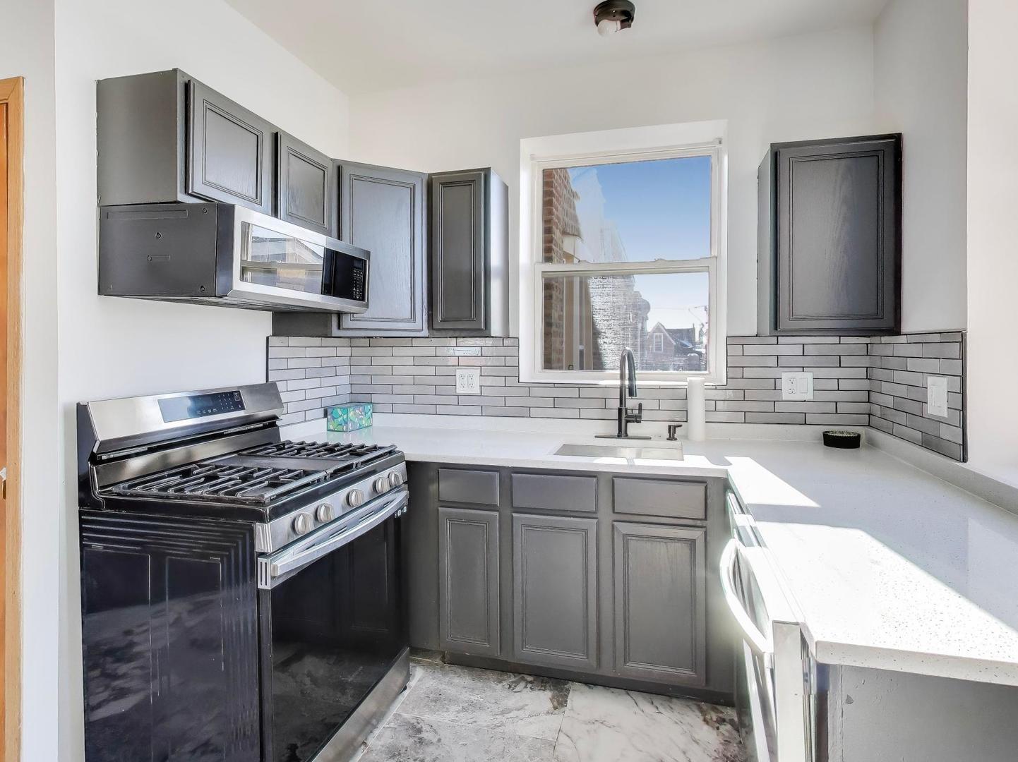 5000 South Champlain Avenue, Unit 3 Chicago, IL 60615 - Photo 9 of 17 a kitchen with stainless steel appliances a sink stove and cabinets