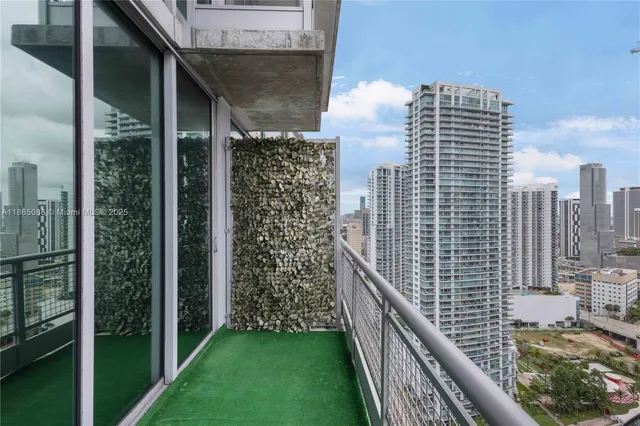a balcony with street view