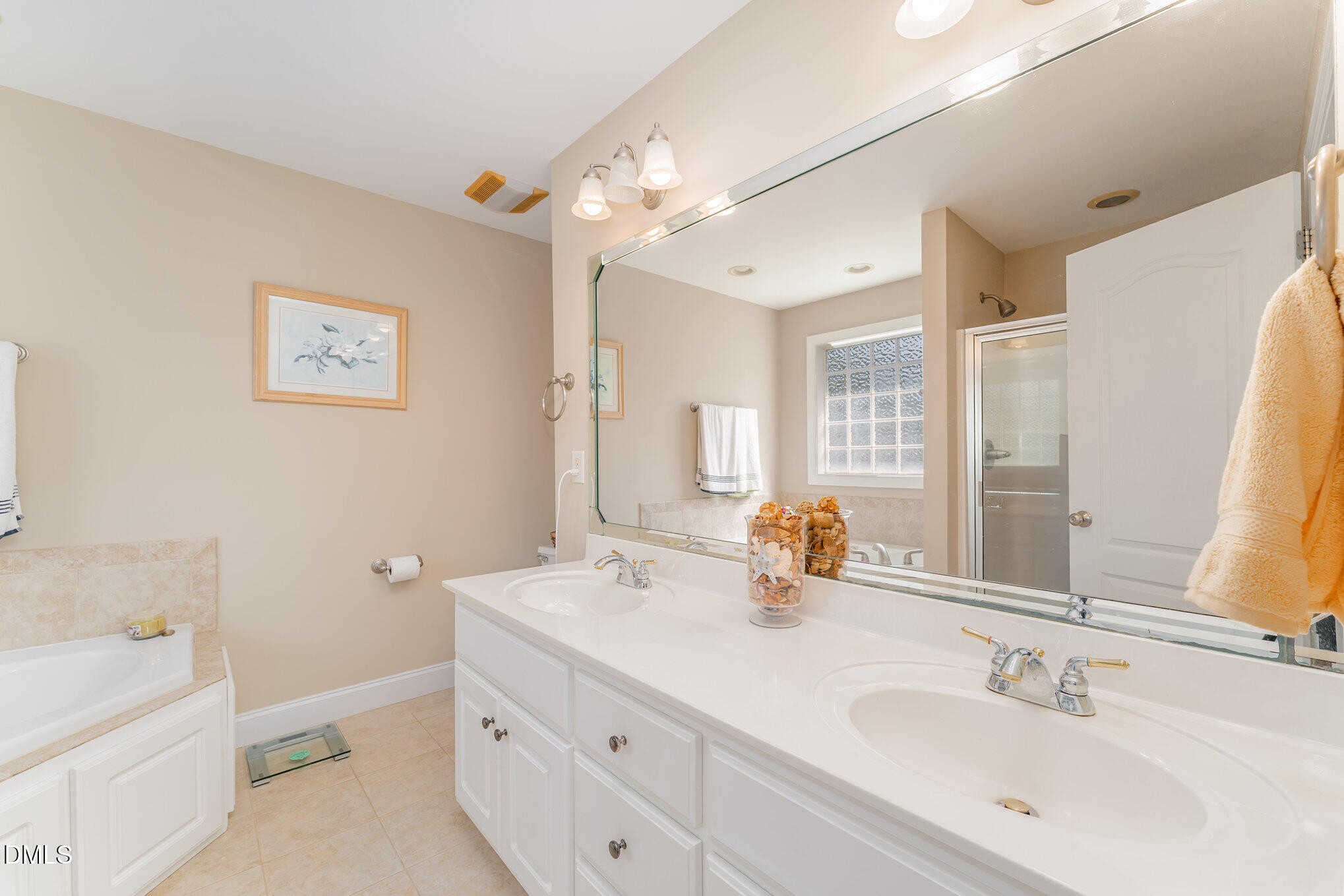 272 Travel Lite Drive Raleigh, NC 27603 - Photo 19 of 30 a bathroom with a double vanity sink mirror and bathtub