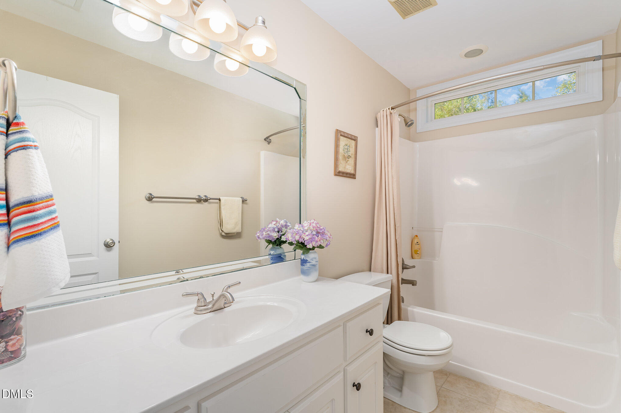 272 Travel Lite Drive Raleigh, NC 27603 - Photo 21 of 30 a bathroom with a sink a toilet a mirror and shower