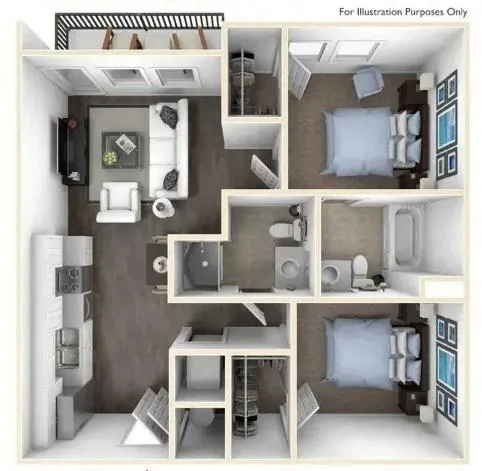 a view of living room with stainless steel appliances kitchen island granite countertop furniture and a kitchen view