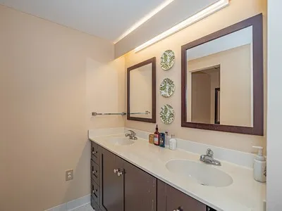 a bathroom with a shower and a shower curtain