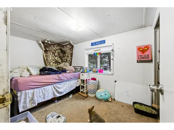 a bedroom with bed and a couch